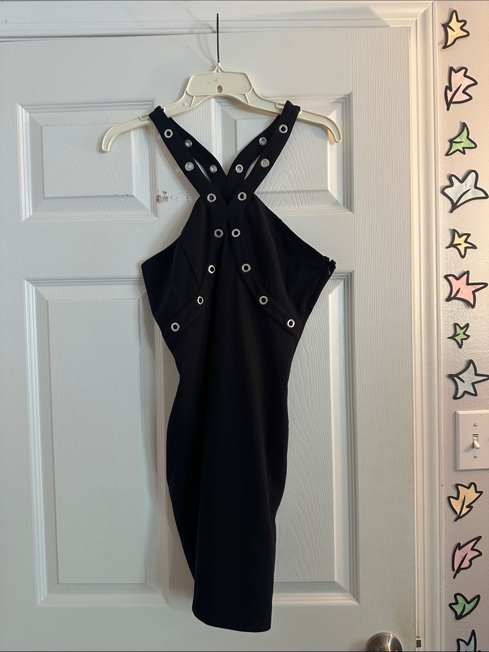 VENUS Black Eyelet Halter Mini Dress